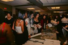 Students waiting to pick up Homecoming merch at Homecoming Live